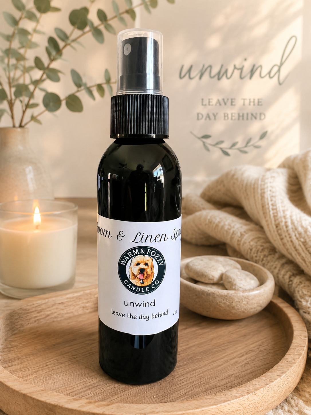 Hand Crafted Room & Linen Mist - unwind - Refresh your home with a calming scent that melts away the stress of the day.